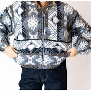 NEW PROMESA ari geometric fleece jacket in grey